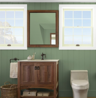 Sage green shade Cedar Path 454 in bathroom